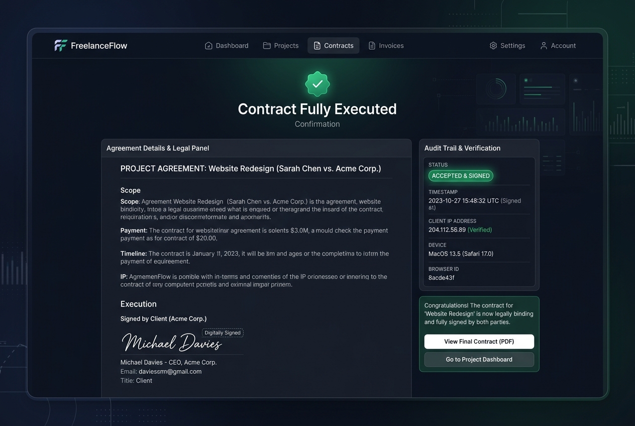 Verificación de contrato legal firmado digitalmente